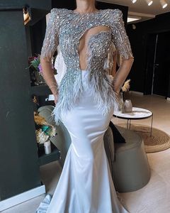 2022 Plus Size Arabisch ASO EBI Sparkly Luxueuze Mermaid Prom Dresses Beaded Crystals Avond Formele Party Second Reception Jurken Jurk ZJ521