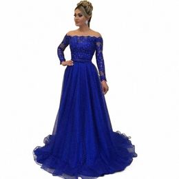 2022 Plus size Modern Lace Mother of the Bride Dres Royal Blue Appliqued LG Sleeves Custom Made Wedding Party W7GM#