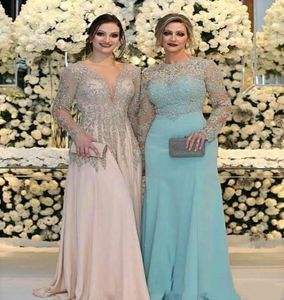 2022 Plus size moeder039s jurken Major Beading Mother of the Bride Dress Shurk Shede Jewel elegant bling lange mouwen feestavond6446041