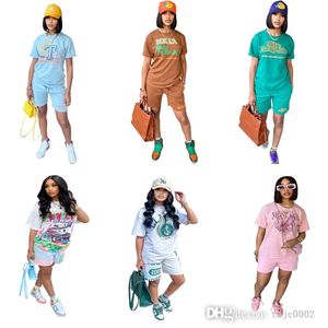 2022 Plus size dames kleding trainpakken zomer casual outfits 2 -delige broek set brief bedrukt t -shirt en shorts suit