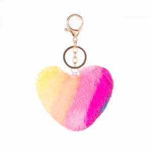 Porte-clés en peluche multicolore, couture, pendentif d'amour, couleur cœur de pêche, arc-en-ciel, sac, ornement de voiture, 2022