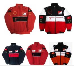 F1 racepak herfst- en winterjas met geborduurd logo en casual katoen