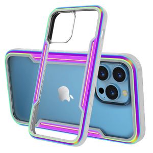 2022 Étuis de téléphone haut de gamme en alliage d'aluminium avec cadre en métal, coque arrière transparente en TPU PC pour Apple iPhone 14 Pro Max Series