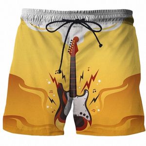 2022 punk carto guitare imprimement pantalon de plage masculin confortable nage en sueur fitn street street 3d shorts imprimés w7ai #