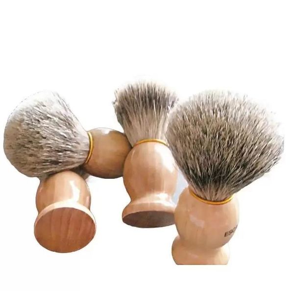 2022 pur blaireau cheveux blaireau rasage barbe brosses avec manche en bois naturel pour hommes visage barbe outil de nettoyage
