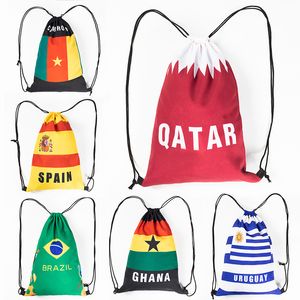 2022 Qatar coupe du monde Football Fan fournitures drapeau Football tirer corde sac à dos sac à dos coupe du monde Souvenir cadeau