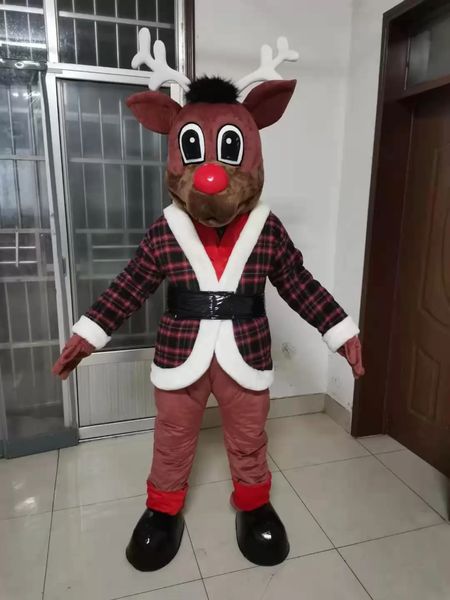 2022 imágenes reales de calidad profesional hecho Navidad ciervo reno mascota disfraz Fursuit adulto dibujos animados fiesta de Navidad