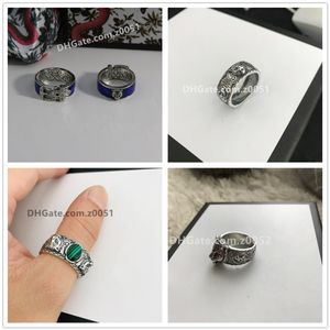2022 Real 925 anillos de plata esterlina vintage para hombres mujeres amantes biker punk moda diseñador de lujo joyería tigre cráneo parejas ri258k