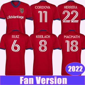 2022 Real Mens Soccer Jerseys Salt Kreilach Wood Ruiz Meram Cordova Glad Math Herrera Lake Home Football Shirt Adulte Uniformes à manches courtes