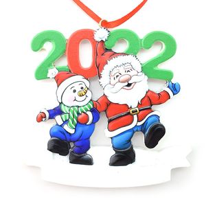 2022 décorations de Noël en résine ornements d'arbre extérieur têtes de père noël pendentifs bricolage