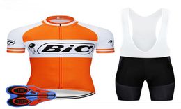 2022 BIC BIC Orange Cycling Jersey Maillots de cyclisme respirant Côté à manches courtes CICLISMO B169209242