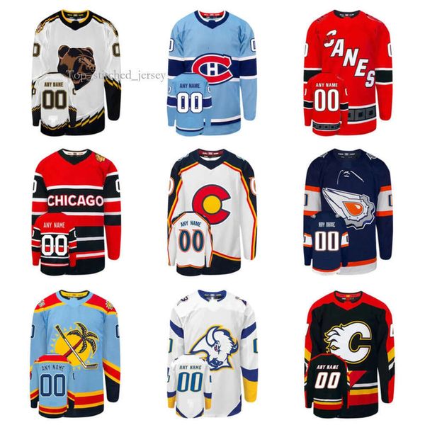 2022 Reverse Retro Personalizado Hóquei Jerseys PATOS COYOTES CANADIENS FLAMES BRUINS HURRICANES BLACKHAWKS AVALANCHE STARS OILERS SABRES CANUCKS S 1532