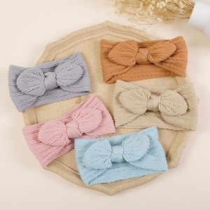 2022 Câble côtelé Tricoté Nylon Bandeau Bébé Bunny Ear Turban Head Wraps Nouveau-né Filles Top Noué Nylon Bandeaux Enfants Chapeaux