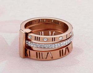 2022 Ring Designer Women Roestvrij staal Rose Goud Romeinse Romeinse Ring Fashion Bruiloft verloving Sieraden Verjaardagsgeschenk 5663351