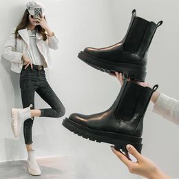 2022 Round Boots Platform Fashion Winter Toe Automne avec tube court ensemble Foot Low Talon Chaussures pour femmes Ankle 440
