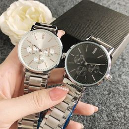 2022 Verkoopmerk Heren horloges All roestvrijstalen baas Watch Fashion Black Dial Quartz Movement Designer Hoogwaardige waterdichte horloge 22