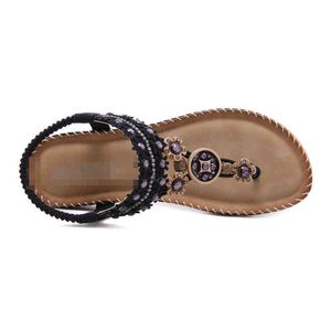 Sandalen Dames Bohemian Beaded Water Flip Toe Beach Sandals Flat Shoes