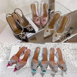 2022 Verleiding Gatsby PVC jurk Schoenen Aquazzura ananas 9cm puntige struisvogel strik Crystal diamond sandaal pompen hoge hakken Pailletten stiletto vrouwen schoen