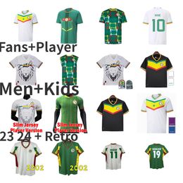 Senegal voetbal jerseys Mannen Kids Kits 2023 2024 Koulibaly Gueye Kouyate Sarr Dia Mane Jackson Ismaila Sabaly 22 23 24 Football Shirts National 2002 Retro Team Home weg