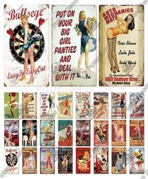 2022 Sexy Girls Vintage Metal Sign Iron Painting Plaque Ladys Poster Pin Up Girl Tin Signs Living Room Wall Decor Bar Pub Club Man5254380
