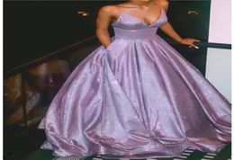 2022 Sexy Lilac Sequin Lace Evening Prom Robe V Neck Sans manches couches de fête formelle vestide