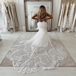 2022 Sexy Sirène Robe De Mariée Encolure Dégagée Dentelle Appliques Bridde Robes Ouvert Back Country Robes De Mariée Robe De Novie JWL861280b