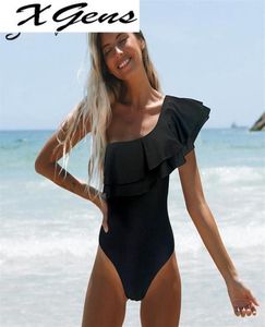 2022 Sexy Solid Yellow One Piece Swimsuits para mujeres de un hombro para mujeres Trajes de baño de bañeras Bodysuits Beach Wear277D6867690