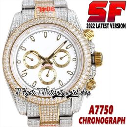 2022 SF V2 116508 ETA 7750 SA7750 chronograaf automatisch herenhorloge 116503 witte wijzerplaat 904L roestvrijstalen kast Iced Out diamanten tweekleurige armband Eternity horloges 116598