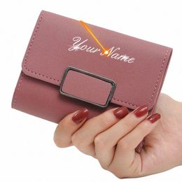 2022 Court Femmes Portefeuilles Nom gratuit personnalisé Nouveau Fi Mignon Femme Portefeuilles de haute qualité PU Porte-cartes en cuir Porte-monnaie pour femmes A4PU #