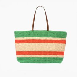 2022 Schoudertassen Raffia en katoenen draagtas Elegante tas met gouden hardware vintage stijl winkelen grote capaciteit pakket mode handtas portemonnee