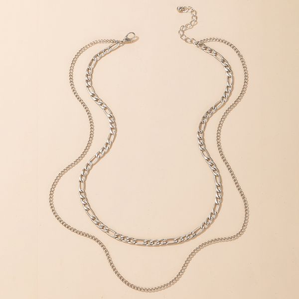Collar de Chian multicapa de estilo Simple 2022, abalorios ajustables de aleación de Metal de Color plateado para mujeres y hombres, Collar de joyería
