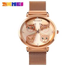 2022 Skmei Creative Watch Cartoon Leisure Quartz Ladies Classic Net con 3D Mirror Magnet Clasp Gift1678437