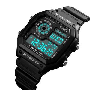 2022 SKMEI, reloj deportivo a la moda para exteriores, correa de PU para hombre, relojes multifunción impermeables, alarma, reloj Digital para hombre, relojes de pulsera para hombre D2