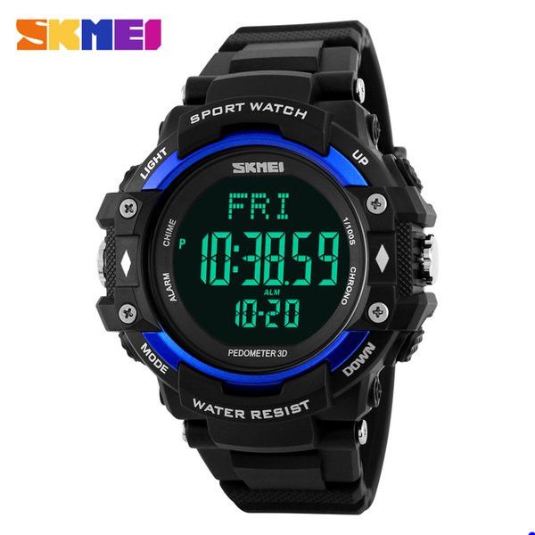 2022 SKMEI montres Marque Hommes Podomètre 3D Moniteur de Fréquence Cardiaque Calories Affichage Numérique Montre Sports de Plein Air Montres Relogio Masculino cadeau T1