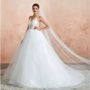 Kanten trouwjurk professioneel luxe wit voor bruid mouwloos YSFH028
