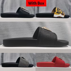 2022 Slide slippers Designer schoenen Luxe dia's Zomer mode brede platte slipper mannen en vrouwelijke sandalen slippers slippers slippers met doos