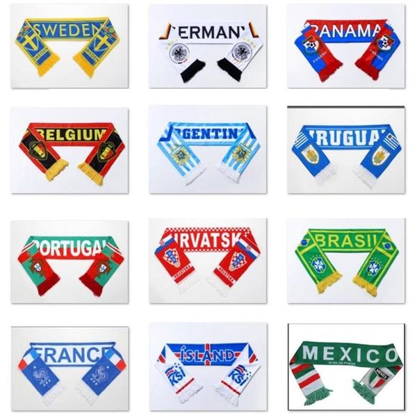 2022 Soccer Collectable Équipes nationales Écharpe Fans de football foulards Mexique Argentine Brésil Espagne Japon Allemagne Suisse Croatie3032