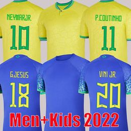 2022 voetbalshirt Camiseta de futbol PAQUETA BRAZILIË NERES COUTINHO voetbalshirt JESUS MARCELO PELE CASEMIRO brasils 22 23 maillots voetbal mannen en kinderen SETS
