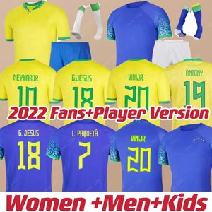2022 Soccer Jersey Camiseta de Futbol Paqueta Neres Coutinho Football Shirt Jesus Marcelo Pele Casemiro 22 23 Brazils Brasil Maillots Football Men Kids Set Uniforms