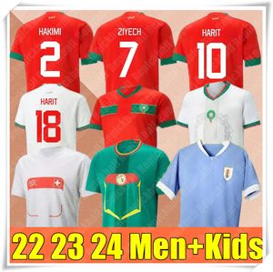 2023 heren kinderen Marokko voetbalshirts Senegal MANE Hakimi Ghana 22 23 Zwitserland maillot Servië voetbaluniformen shirts VLAHOVIC TADIC Uruguay Ivoorkust SUAREZ