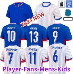 S-2XL MBAPPE Soccer Jerseys 2024 Benzema Griezmann Pogba Giroud Tchouameni Home Away 24 25 Francia Football Shirts Men Kids Kit Ugarte Fans speler