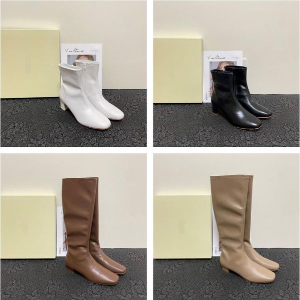 2022 Sofia cuir bottes Designer luxe femmes élégant genou bottine blanc noir cuir de vache fermeture éclair chaussons