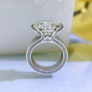 2022 Solitaire 10ct Diamond Ring 100% Real 925 Sterling Silver Party Wedding Band Ringen voor vrouwen Men Betrokkenheid Belofte sieraden