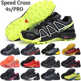 2022 Speed ​​Cross 4 CS Running Shoes SpeedCross 4 Pro Runner IV Black Green Trainers Men Outdoor Mountain Climbing Sports Sneakers Scarpe Zapatos