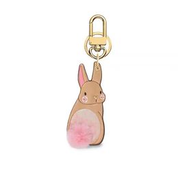2024 Sport Fashion Collectable Lovely Bunny Year Bur lederen auto Keychain Roze paar rugzaktas sieraden