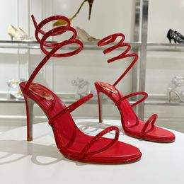 René Caovilla Cleo Embellie Stiletto Heel Sandales Chaussures du soir 95 mm Femmes High Talèled Summer Luxury Designers Walleding Shoe Jumbo Taille 34-43 avec boîte