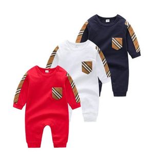 2022 printemps automne bébé à manches longues barboteuses coton enfant en bas âge Plaid combinaisons infantile enfants Onesies nouveau-né vêtements vêtements de nuit