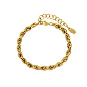 Bracelet torsadé fantaisie français, robuste, couleur or véritable 18 carats, en acier inoxydable, accessoires, vente en gros, mode printemps 2022
