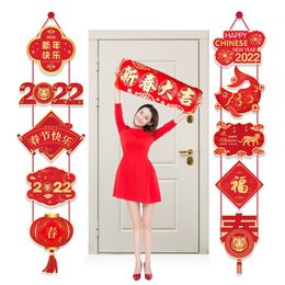 2022 Festival du printemps Happy Chinese New Year Party Portes murales suspelles Banner Door Lantern Tiger Tiger Party décorations