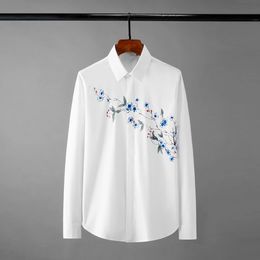 2022 Lente Floral Print Heren Shirt Hoge Kwaliteit Zakelijke Casual Lange Mouw Social Office Party Tuxedo Camisa Masculina
